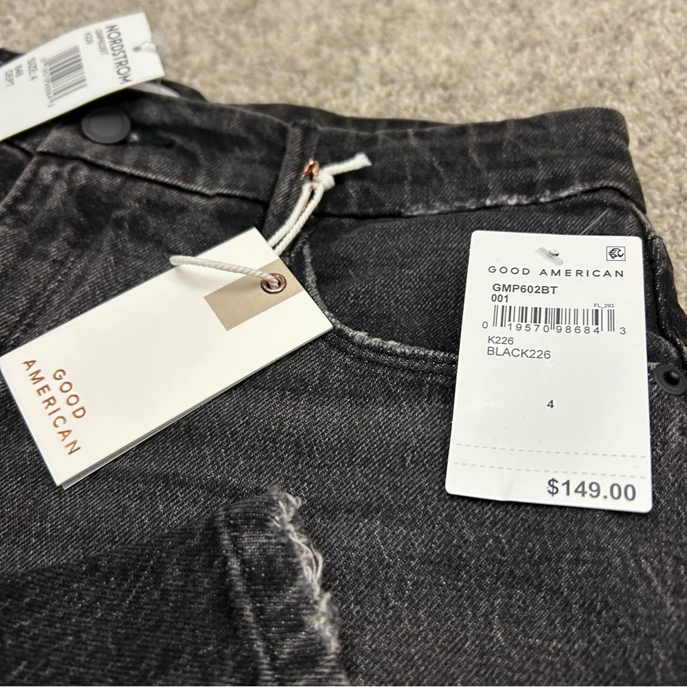 Good American Good Mom Jeans Women’s 4/27 Black Denim New with Tags Ankle - Picture 8 of 12